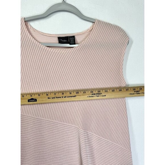 Chicos Travelers Sleeveless Tunic Tank Top Sz 00/XS Pink Metallic Stripe Hi-Low - Picture 7 of 10